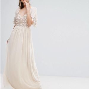Asos Boohoo Embellished Angel Sleeve Maxi Dress
